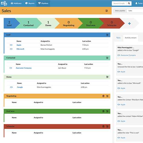 collaborative email inbox interface in helpmonks